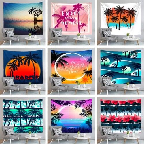 3d Beautiful Landscape Curtain Sleeping Mat Coconut Tree Printed Wall Hanging Tapestry Bohemian Background Cloth