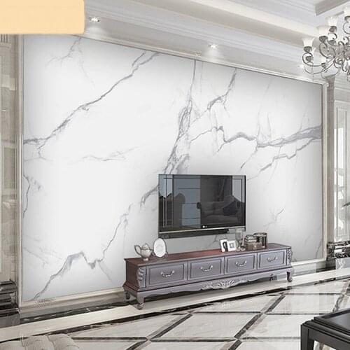 3D simple European imitation marble TV background wall artist uses atmospheric high end private theater wallpaper