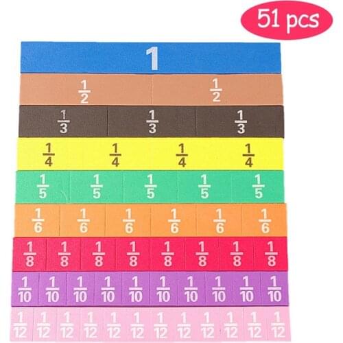 51pcs Magnetic Rainbow Fraction Tiles Early Educational Math Toys Kids Learning Educational Toy Montessori Child Math Baby Toys