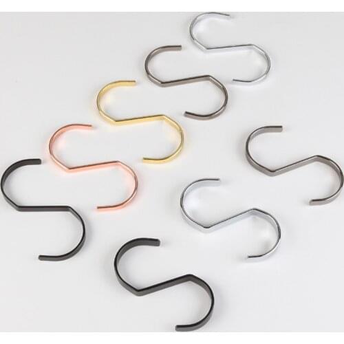 6 Color Metal Hook Brushed Decorative Hook S Hook Flat Clothes Hook Multifunctional Kitchen Wall Bedroom Clothing Wardrobe Hooks