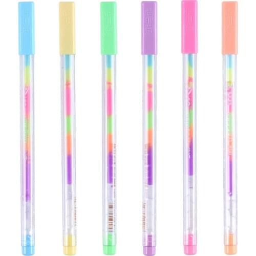 6 Pcs DIY Cute Kawaii Water Color Chalk Paint Gel Pen for Kids Diary Decoration Scrapbooking Korean Stationery Free Shipping