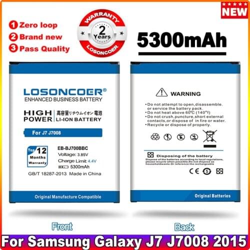 LOSONCOER 5050mAh EB-BJ700BBC High quality battery for Samsung GALAXY J7 J7008 J700F SM-J7008 G6000 J7000 J700 ON7 Battery