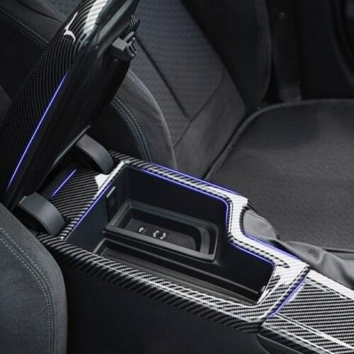 Car Carbon Fiber Center Armrest Box Protective Frame Cover Trim for-BMW 3 Series F30 F35 2013-2019
