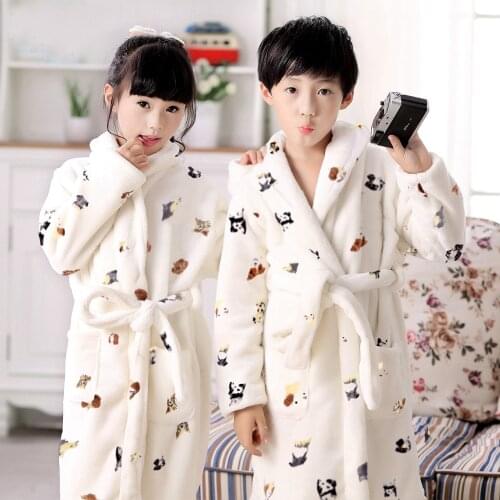 Children Flannel Bathrobes Nightwear Fashion Animal Kids Pajamas Hooded Bathrobe Soft Bath Robe Big Boys Girl Robes Cartoon Gown