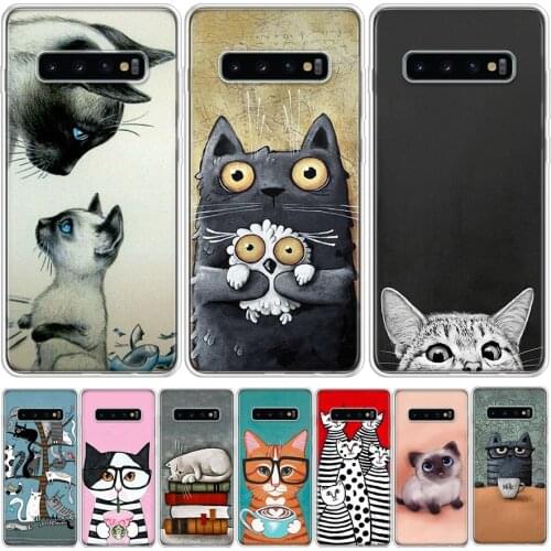 Cute animal cat coffee Phone Case For Samsung GalaxyA90 A71 A70 A51 A50 A41 A40 A30 A21 A10 A9 A8 A7 A6Plus M30S A20E A01 A10S A