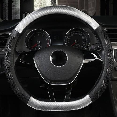 D Shape Car Steering Wheel Cover Non-slip Carbon Fiber +Leather for POLO GOLF 7 Scirocco Suzuki Swift Nissan Rogue High Quality