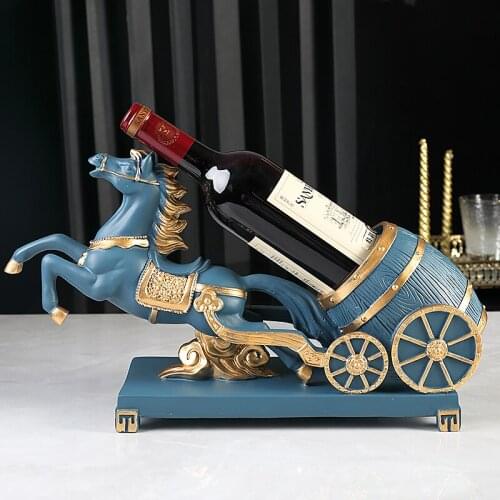 Decoration horse drawn cart wine shelf North European and American new house living room red wine shelf decoration
