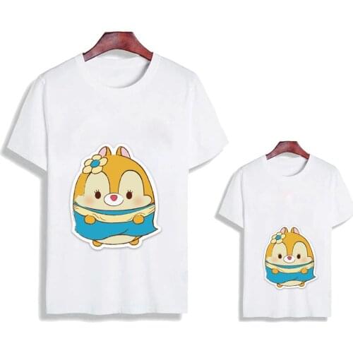T Shirt Summer Short Sleeve Childrens Tshirts Chip And Dale Fat Funny Disney Family Matching Clothes Family Look Tshirts