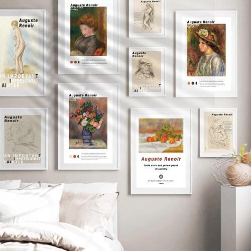 Auguste Renoir Art Poster, Auguste Renoir Table Cloth Yellow Peach Oil Painting, Vintage Impressionism Women Portrait Wall Decor