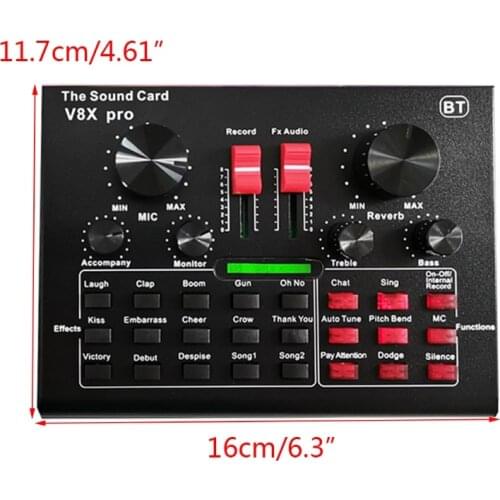 Interface V8X Pro Multifunctional Live Sound Card Adjustable Mixer Sound Card for Recording X37A