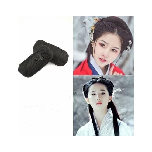 Fashion Hairpieces Fake Hair Buns Trend Black Hair Synthetic Fast Bun Pad for Performance Show Cos Black Ox Horn Wig