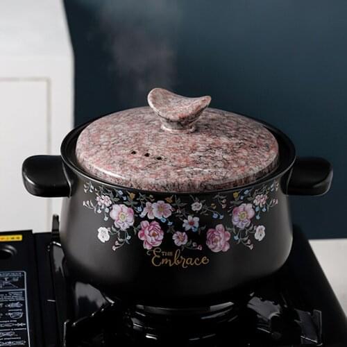 Ceramic Casserole Korean Round Flower 1.5-5L Multiple Size Saucepan Soup Pot Home Cooking Supplies Kitchen Pot Cookware