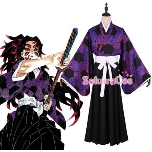 Anime Demon Slayer/Kimetsu no Yaiba Tsugikuni Michikatsu Battle Kimono Cosplay Costume Unisex Halloween FreeShipping 2020 New