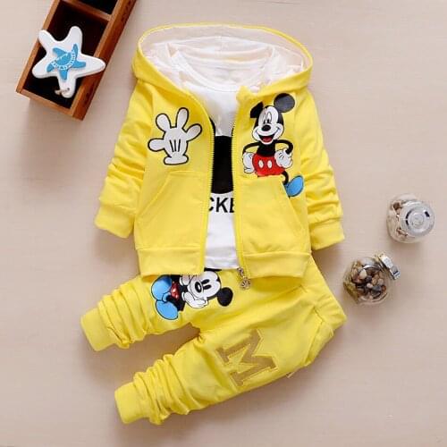 Disney Mickey Baby Boy Clothes Sets Brand Newborn Infant Clothing Long Sleeved Overalls Pants Kid Children Disney Clothes