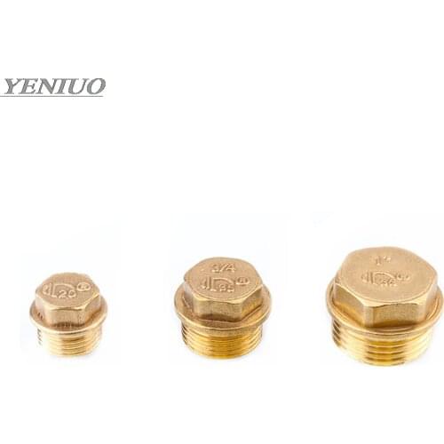 1/2" 3/4" 1" BSP Male Thread Brass Pipe Hex Head Brass End Cap Plug Fitting Coupler Connector Adapter