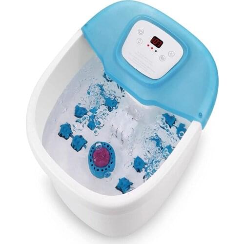 Foot Spa/Bath Massager with Heat, Bubbles and Vibration, Removable Pedicure Grinding Stone, 16 Shiatsu Massage Rollers