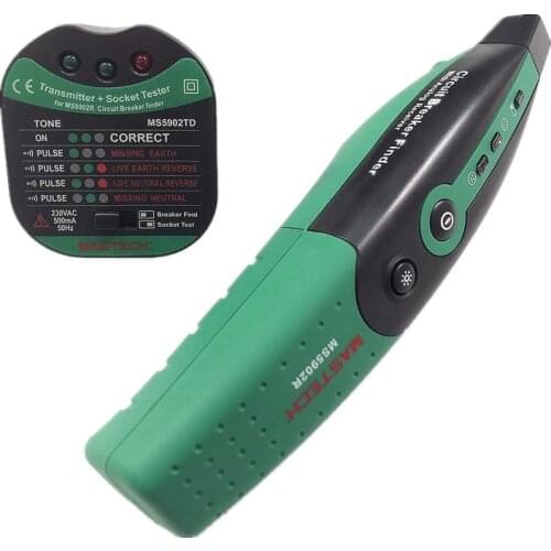 Mastech MS5902 Circuit Breaker LED Tester Finder CATII 600V Zeroline US EU AU Plug Type Fuse Socket Tester