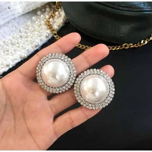 Fashion Circle Maxi Pearl Stud Earrings New Earring Ear Pin Earrings For Women accessories Jewelry Brincos Grandes Wholesale