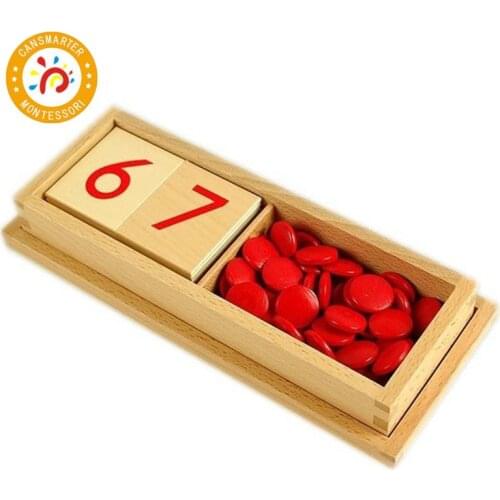 Montessori Kids Toys Wooden Box Numbers And Chips Educational Early Learning Toys For Children