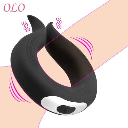 OLO Male Chastity Cock Ring Sex Toy for Man Erotic Penis Ring Vibrator 10 Frequency Delay Ejaculation Dildos Vibration For Gay
