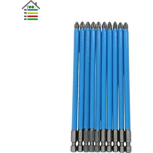 New 10pc Magnetic Single Anti Slip Screwdriver Bit Set PH2 150mm 1/4"(6.35MM) Hex High Precision Exact Screw Reduces Slip