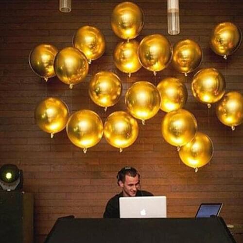 NASTASIA 5pcs/lot 4D three-dimensional round sphere aluminum foil balloon mirror, gold, silvery balloon