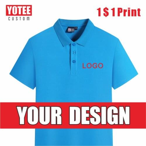 Yotee2021 Cheap Solid Color Short-sleeved Polo Custom Embroidery Personal Group Polo Shirt Custom Diy