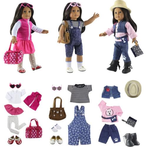 New 3 set 18inch Doll clothes dress clothes sportswear Princess skirt for 18 inch American Doll accessories
