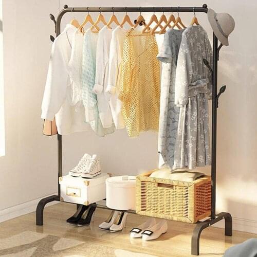 Single Pole Drying Rack Floored Hanger Minimalist Clothes Drying Rod Folding Indoor Balcony Clothing Rack Hanger Coat Stand