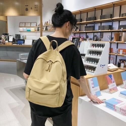 Solid Color Backpack Canvas New Casual Women Backpack Casual New School Bags Teenager Girl Student Shoulder Bags Mochilas
