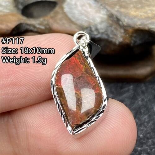 Necklace Pendant Natural Red Ammonite Ammolite Stone Jewelry For Women Men Healing Luck Crystal 18x10mm Beads Silver Gemstone