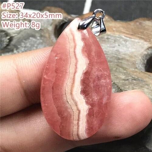Necklace Pendant Natural Red Rhodochrosite Jewelry For Women Men Love Luck Gift Crystal Beads Silver Water Drop Gemstone AAAAA