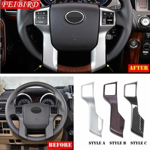 For Toyota Land Cruiser Prado FJ150 2014 2015 2016 2017 2018 ABS Front Steering Wheel Panel Cover Trim MATTE SILVER CARBON FIBER