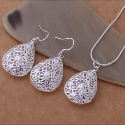 Silver plated Jewelry Sets Earring 401 + Necklace 694 /awpajnwa dvnammua AS325