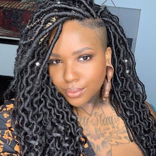 Nu locs Crochet Hair For Black Women Faux Locs Braid Hair Extension Synthetic 18 Inch 14 stand Black Brown Classic Plus Hair wig
