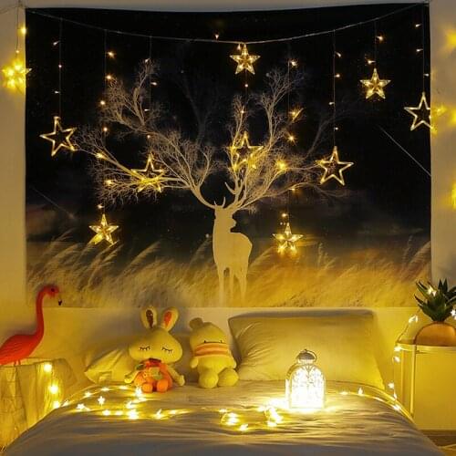 Psychedelic Chic Tapestry Deer Pattern Background Valance Macrame Wall Hanging Decor Practical Sofa Cover Bed Sheet Gift