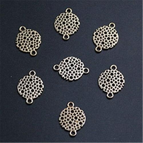 WKOUD 8pcs kc gold UC Plating round honeycomb glamour bracelet earrings DIY metal jewelry alloy connectors A1321