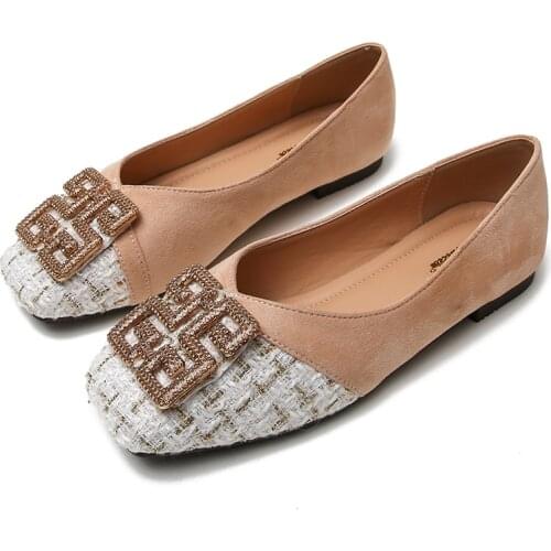 Plus Size Rhinestone Square Toe casuales woman flats Breathable Ladies Shoe Loafers Luxury zapatos casuales de mujer women shoes