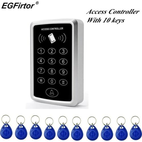 RFID Keypad Keyboard Access Control System Waterproof Outdoor 10 Pcs Keyfobs Door Opener Panel Reader Door Lock System