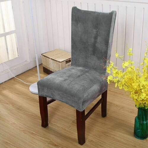Removable Stretch Solid Color Chair Covers Soft Fox Pile Fabric Dining Room Seat Arm Chair Covers 11 Colors