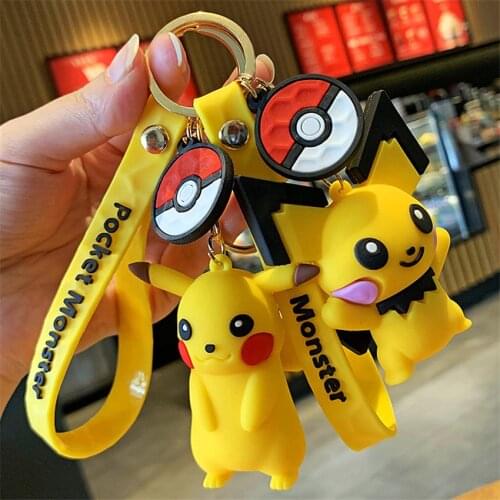 Tomy Pokemon Pikachu Togepi Snorlax Marill Psyduck Squirtle Keychain Action Figure Keychain Model Car Bag Keychain Toys