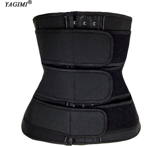 YAGIMI 3 Belt Neoprene Waist Trainer Corset Trimmer High Compression Tummy Control Slimming Body Curve Shaper Workout Sweat Belt