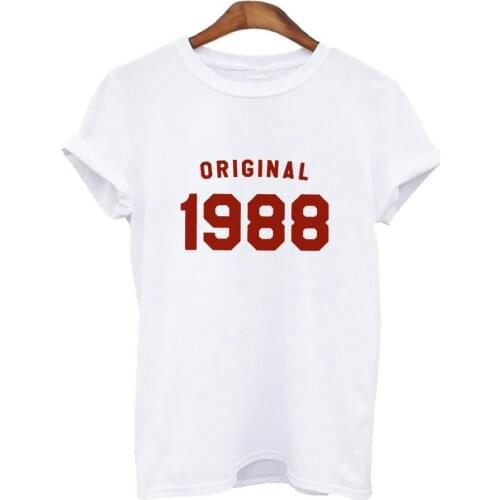 Summer Womens T-shirt 1988 Letter Printing Short Sleeve T-shirt Harajuku Graphic T-shirt Korean Style Top Female