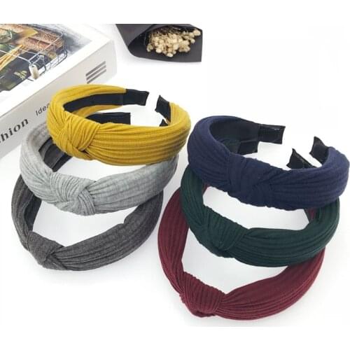 Hot Multicolor Knitting Headband Cross Retro Bow Elastic Hair Band Autumn And Winter Stripe Women Hair Accessories
