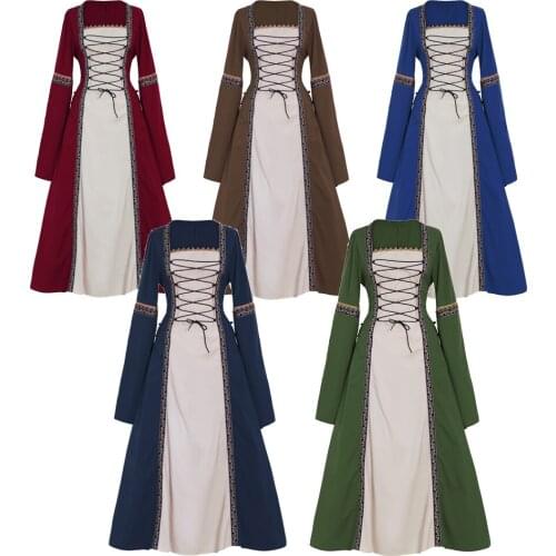 Gothic Medieval Dress Cosplay Carnival Halloween Costume for Women Retro Vestidos Court Long Robe Noble medieval Princess dress