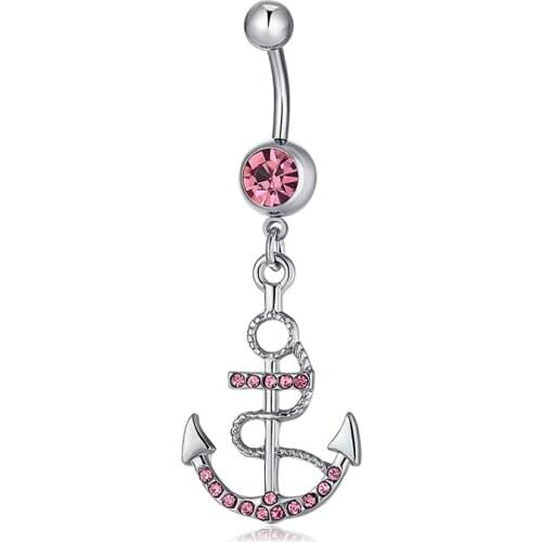 New Summer Style Medical Stainless Nails Navel Body Piercing Stainless Steel Crystal Belly Button Ring For Women Jewelry