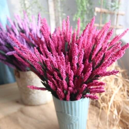 12 Heads/Bouquet Artificial Flowers Romantic Purple Lavender Bouquet For Wedding Christmas Decoration DIY Fake Flower Scrapbook