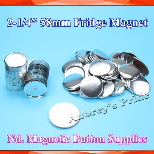 2-1/4" 58mm 100 Sets Fridge Dialog Box Nd. Magnet Metal Back Button Maker Supply Materials