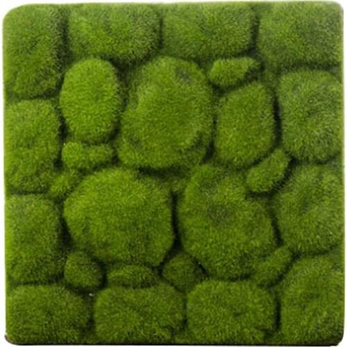 2Pcs stone shape Moss Grass Mat Indoor Green Artificial Lawns Turf Carpets Fake Sod Moss for home hotel wall DIY Decor 30x30cm