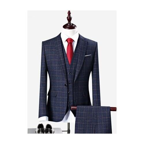 2020 Slim Fit Men Formal Wear Male Business Suits Set Dress Wedding Groomsman/Men Handsome Suits Bridegroom (Jacket+Pants+Vest)